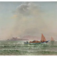 View of Alcatraz by Charles Dorman Robinson, 1922, oil on canvas affixed to board, sold Sep 2026