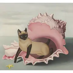 Untitled (Cat Emerging from Conch Shell) by Dorr Bothwell, 1940, oil on canvas, sold Sep 2026