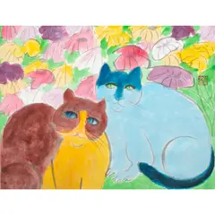 Cats and Flowers by Walasse Ting, watercolor, sold Sep 2026