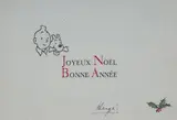 CARTE DE VŒUX 1956 by Carte De Voeux, Carte en papier gris ornée des têtes de Tintin et Milou. Signé Hergé., offered Nov 2023