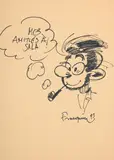 André FRANQUIN by André Franquin, Papier décoloré mais le feutre est resté vif. Très bon état., offered Nov 2023