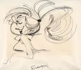 André FRANQUIN by André Franquin, Feutre sur papier pour un dessin représentant Mademoiselle Jane. Signé et encadré., sold Nov 2023