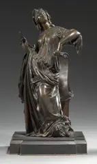 La comédie légère, figure pour la fontaine Molière à Paris by James Pradier, Bronze à patine brun clair, sold Dec 2023