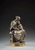 Vierge à l'Enfant by Jean Baptiste Joseph Debay, Bronze à patines argentée et dorée, sold Dec 2023