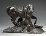Amazone blessée by Jean-François Gechter, Bronze à patine brun nuancé, sold Dec 2023