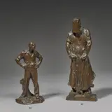 Puddleur à la tenaille avec masque et tablier by Jules Dalou, Bronze à patine brun nuancé, sold Feb 2022