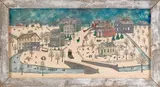 winter townscape by Dolores Hackenberger, oil on canvas, sold Jun 2012