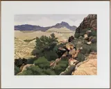 titled {Near Tortilla Flat} by Gordon Mortensen, woodblock print, sold Jun 2012