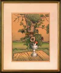 Untitled by Luigi Rist, woodblock print, sold Jun 2012