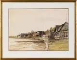 depicting Philadelphia's boathouse row by James Ross, watercolor, sold Jun 2012