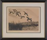 titled {Early Morning} by Richard Evett Bishop, etching, sold Jun 2012