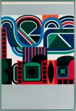 abstract composition by Jean Dewasne, acrylic on paper, offered Apr 2012