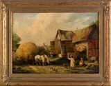 cottage scene by Arthur James Stark, oil on canvas, sold Apr 2012