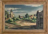 landscape town scene by Giovanni Martino, oil on canvas, offered Apr 2012