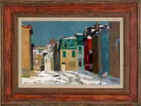 winter street scene by Antonio Pietro Martino, oil on board, sold Apr 2012