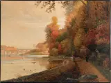 scene on the Wissahickon by George Thompson Hobbs, oil on canvas, sold Apr 2012