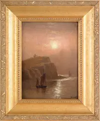 coastal scene by Alexander C. Stuart, oil on board, sold Apr 2012
