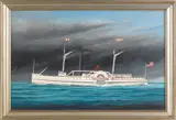 portrait of the sidewheeler by Scott Cameron, oil on canvas, sold Apr 2012