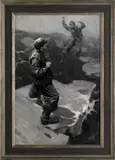 illustration of two men on an ice flow by Thornton Oakley, oil on canvas, sold Apr 2012