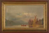 autumn lake scene by George Frederick Bensell, oil on canvas, sold Apr 2012