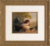 sketch of chickens by Mary Russell Smith, oil on paper, sold Apr 2012
