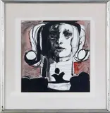 portrait by Samuel Maitin, mixed media, sold Feb 2012