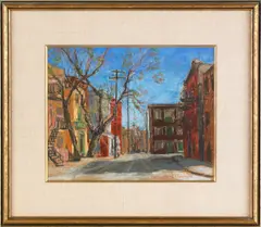 street scene by Horace Champagne, pastel, sold Feb 2012
