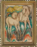 of two horses by Hilda Coates Attschule, oil on board, sold Feb 2012