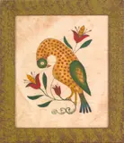 theorem of a preening love bird by William Rank, oil on velvet, sold Feb 2012