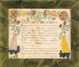 fraktur for John Singly by Daniel Peterman, 1826, watercolor and ink on paper, sold Jan 2012