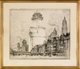 signed engraved city scenes by Joseph Pennell, pencil, sold Jan 2012