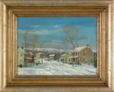 winter landscape by Walter Emerson Baum, oil on board, sold Jan 2012
