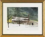 winter landscape by Peter Sculthorpe, watercolor, sold Jan 2012