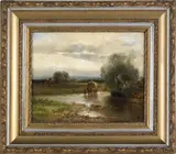bucolic landscape by Andrew Melrose, oil on canvas, sold Jan 2012
