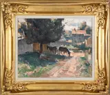 street scene with a man sleeping under a tree by John Fulton Folinsbee, oil on canvas, offered Jan 2012