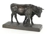 of a bull and young man by Willy Zügel, bronze, sold Jan 2012