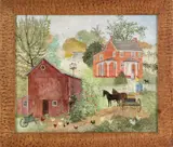 farmscene by Jeanne Davies, oil on canvas, sold Jan 2012
