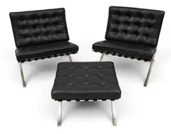 Set of Two Barcelona Chairs and One Ottoman 3 PCS by Knoll, 1929, sold Jul 2026