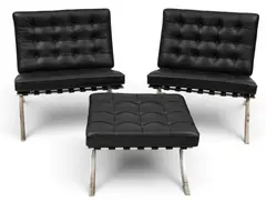 Set of Two Barcelona Chairs and One Ottoman 3 PCS by Knoll, 1929, sold Jul 2026
