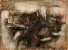 Untitled (Abstract in Brown and Black) by Michael Loew, watercolor on paper, sold May 2025