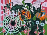 Untitled (Green and Pink Composition) by Janet Cooling, oil on canvas, sold May 2025