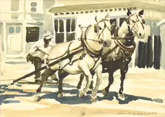 Untitled (Draft Team) by John R. Grabach, watercolor on paper, sold May 2025