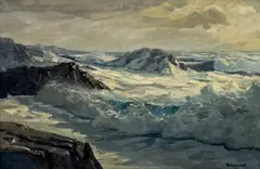 Untitled (Seascape) by Philip G. Shumaker, oil on canvas, sold May 2025