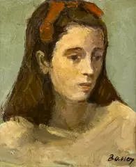 Untitled (Portrait of a Girl) by Albert Bela Bauer, oil on canvas, sold May 2025