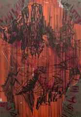 Untitled (Composition in Red) by Per Kirkeby, 1998, lithograph, sold Jun 2025