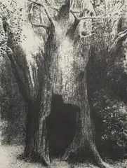 The Hollow of the Tree by Odilon Redon, 1896, lithograph, sold Jun 2025