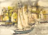 Drying Sail by William Thon, watercolor and ink on paper, sold Jul 2025