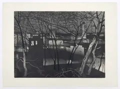 From Kingsbridge Heights by William Behnken, 1989, etching, sold Jul 2025