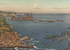 Irozaki Afternoon by Tōshi Yoshida, woodcut, sold Jul 2025