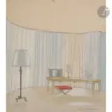 2 projets de décoration réalisés pour l’aménagement de la propriété de M. R. en 1948 by André Arbus, Gouache sur traits de crayon sur papier, sold Jun 2021